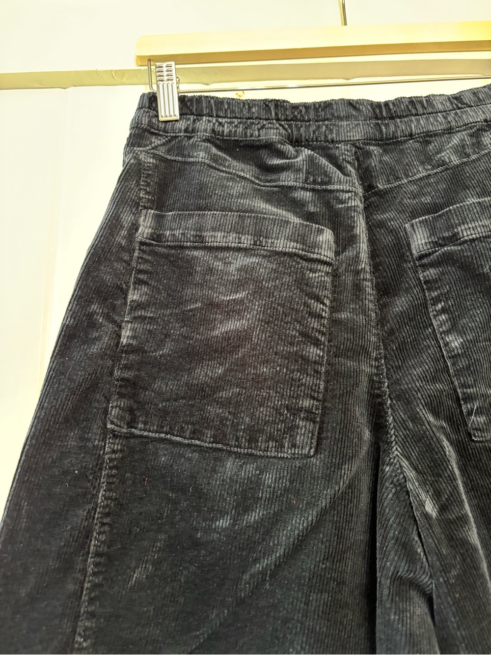 Pilcro Anthropologie Black Corduroy Wide Leg Elastic Waist Pockets Small - Picture 4 of 11